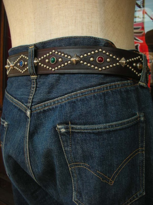 画像9: RAWHIDE STUDDED & JEWELED BELT LOT-110/ 1-3/4"[44MM] 