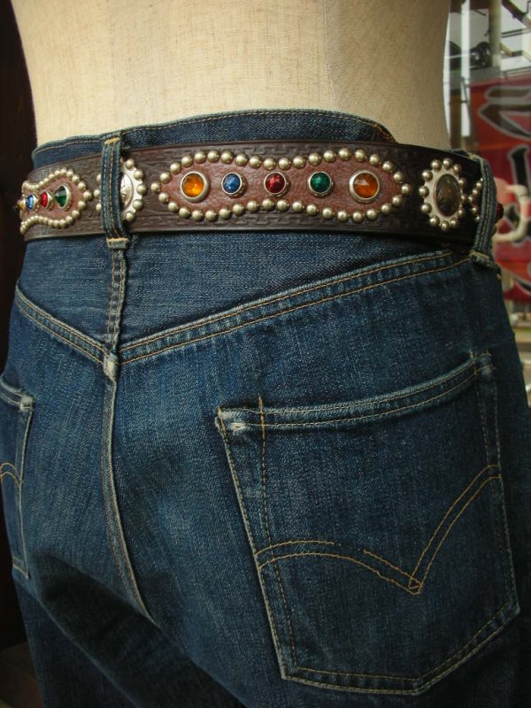 画像9: RAWHIDE STUDDED & JEWELED BELT LOT-116/ 1-3/4"[44MM] 