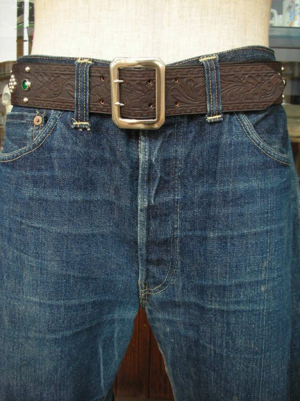 画像6: RAWHIDE STUDDED & JEWELED BELT LOT-137/ 1-3/4"[44MM] 