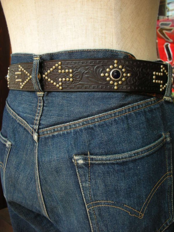 画像9: RAWHIDE STUDDED & JEWELED BELT LOT-121/ 1-3/4"[44MM] 