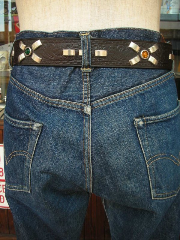画像12: RAWHIDE STUDDED & JEWELED BELT LOT-135/ 1-3/4"[44MM] 