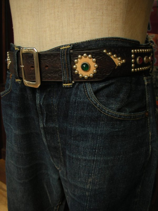 画像10: RAWHIDE STUDDED & JEWELED BELT LOT-111/ 1-3/4"[44MM] 