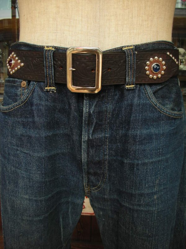 画像10: RAWHIDE STUDDED & JEWELED BELT LOT-118/ 1-3/4"[44MM] 