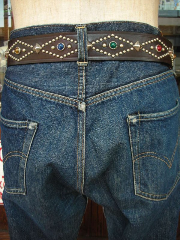 画像8: RAWHIDE STUDDED & JEWELED BELT LOT-110/ 1-3/4"[44MM] 