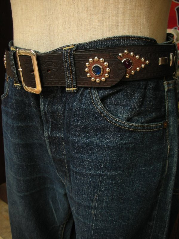 画像11: RAWHIDE STUDDED & JEWELED BELT LOT-118/ 1-3/4"[44MM] 