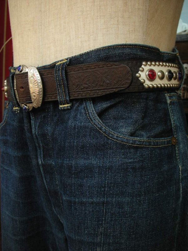 画像7: RAWHIDE STUDDED & JEWELED BELT LOT-212/ 1-1/2"[38MM] 
