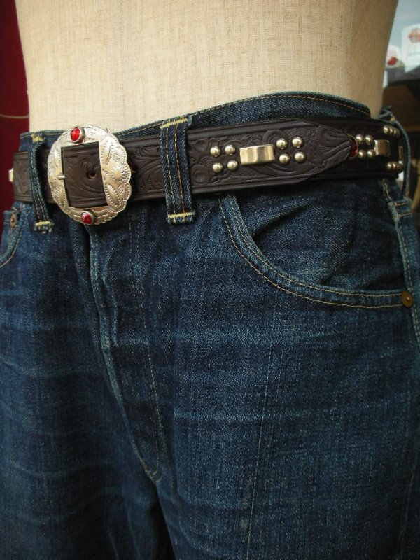 画像7: RAWHIDE STUDDED & JEWELED BELT LOT-326/ 1-3/8"[35MM] 