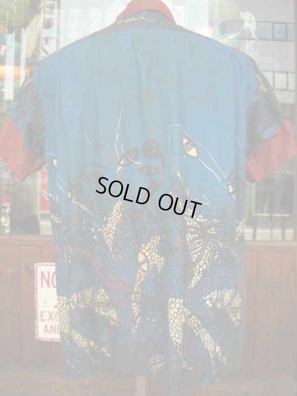 画像3: 1950'S ARROW ABSTRACT UNDER THE SEA PRINTED COTTON SHIRT SZ/L