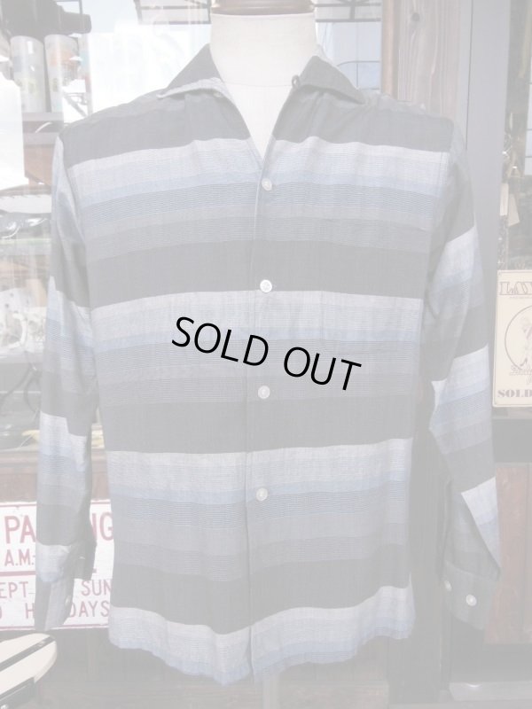 画像3: 1950'S RUGBY ITALIAN COLLAR COTTONSILK STRIPE BORDER SHIRT SZ/M