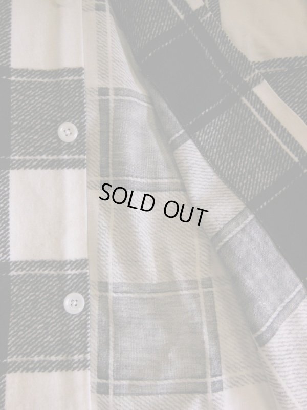 画像7: 1950'S COOPERS WHITE X BLACK PLAID PRINTED FLANNEL SHIRT SZ/L 