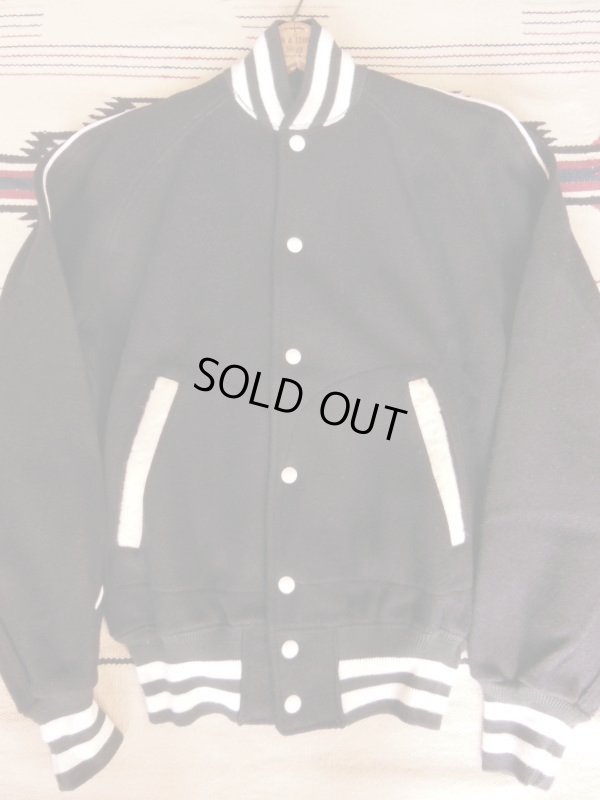 画像14: 1950'S DEADSTOCK EMPIRE BLACK WOOL LETTERMAN JACKET/38 