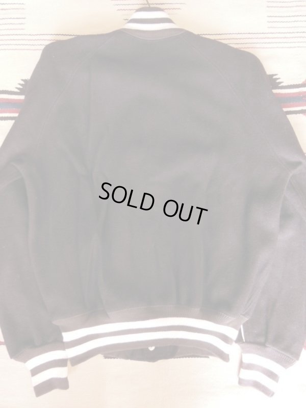 画像9: 1950'S DEADSTOCK EMPIRE BLACK WOOL LETTERMAN JACKET/40