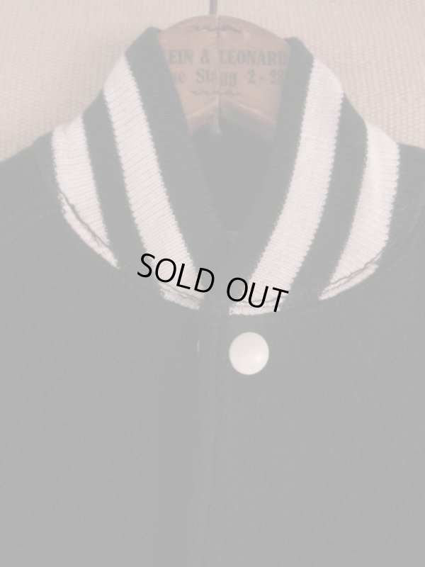 画像13: 1950'S DEADSTOCK EMPIRE BLACK WOOL LETTERMAN JACKET/38 