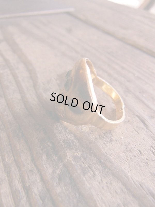 画像3: DEADSTOCK OLD TOY SKULL RING GREEN EYES 