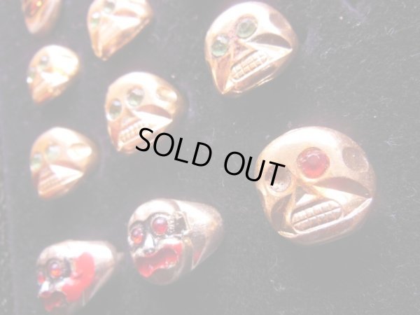 画像7: DEADSTOCK OLD TOY SKULL RING GREEN EYES 