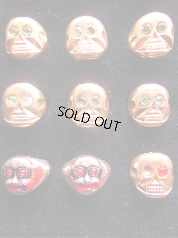 画像6: DEADSTOCK OLD TOY SKULL RING GREEN EYES 