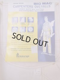 〜1960'S DEADSTOCK BIG MAC CARPENTERS OVERALLS W/APRON SZ/36X32