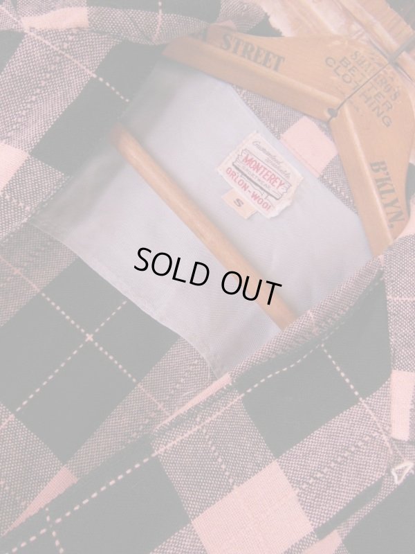 画像11: 1950'S  MONTEREY PINK & BLACK PLAID WOOL SHIRT SZ/S