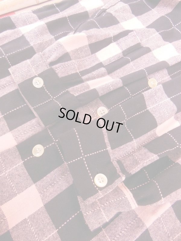 画像9: 1950'S  MONTEREY PINK & BLACK PLAID WOOL SHIRT SZ/S