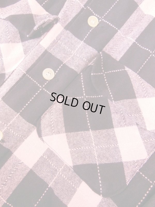 画像8: 1950'S  MONTEREY PINK & BLACK PLAID WOOL SHIRT SZ/S
