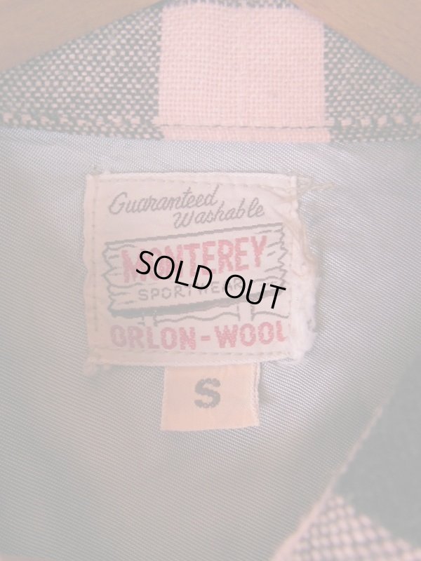 画像7: 1950'S  MONTEREY PINK & BLACK PLAID WOOL SHIRT SZ/S