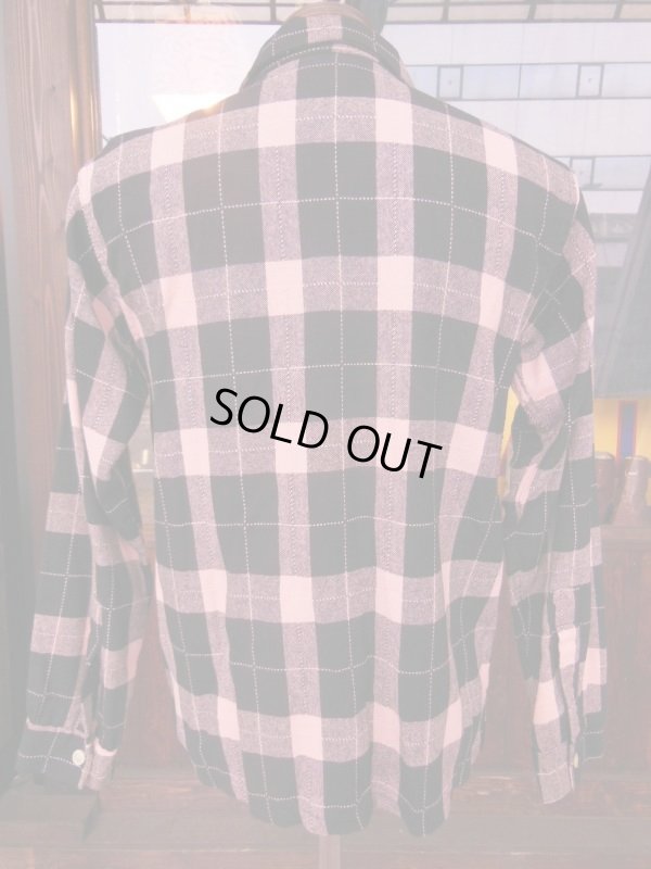 画像3: 1950'S  MONTEREY PINK & BLACK PLAID WOOL SHIRT SZ/S