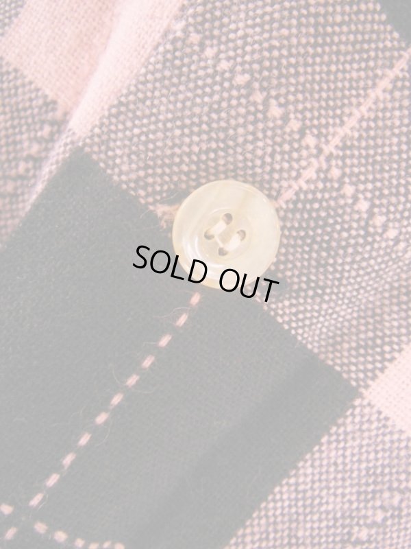 画像10: 1950'S  MONTEREY PINK & BLACK PLAID WOOL SHIRT SZ/S