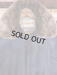 1950'S TOWNCRAFT FLECK PRINTED NAVY GABERDINE WINTER COAT SZ/40