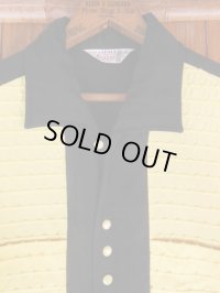 1950'S CAMPUS TWO TONE PANEL BLACK X YELLOW R'N'R RAYON SHIRT SZ/L