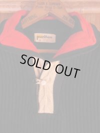 1950'S PURITAN BLACK UNUSUAL COLLAR ELVIS PRESLEY KNIT PULLOVER