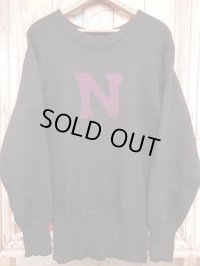 1940'S UNKNOWN N LETTERED BLACK LETTERMAN SWEATER