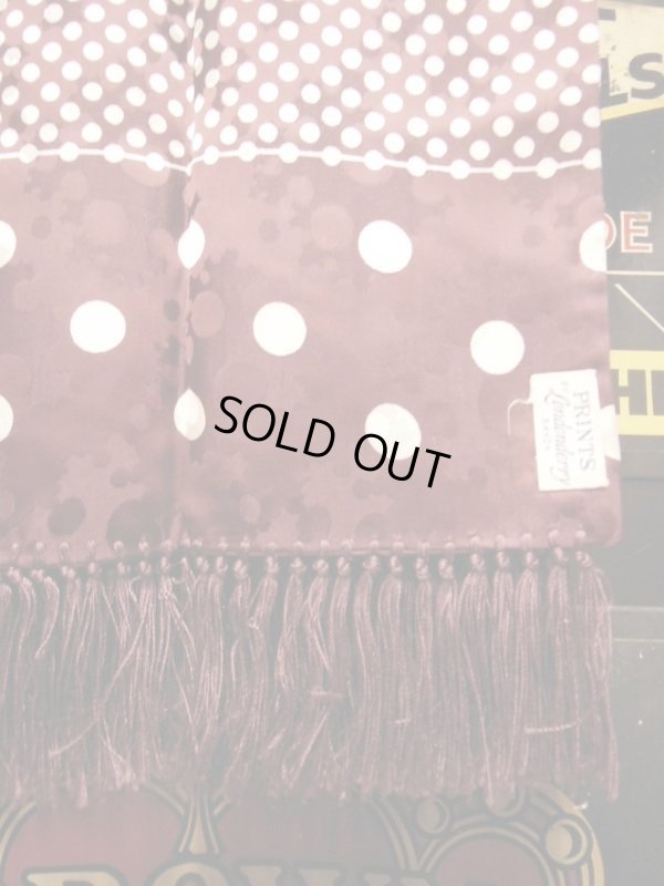 画像5: 1940'S〜 VINTAGE RAYON SCARF/BURGANDY/POLKADOT