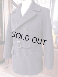1940'S〜 HERCULES DOUBLE BREAST BELTED DARK NAVY WOOL COAT