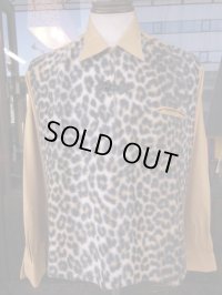 1950'S SEARS LEOPARD FAKE FUR PANEL RAYON PULLOVER SHIRT SZ/M