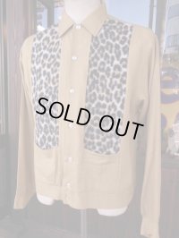 1950'S CLUBMAN LEOPARD FAKE FUR PANEL RAYON SHIRTJAC SZ/M