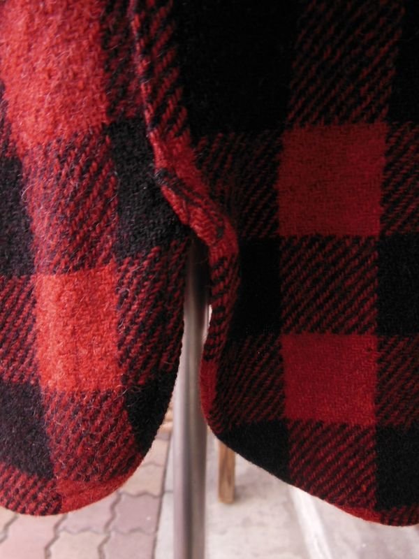 画像10: 1930'S BUCK SKEIN REDXBLACK  PLAID WOOL HALF ZIP PULL OVERSHIRT  SZ/14H