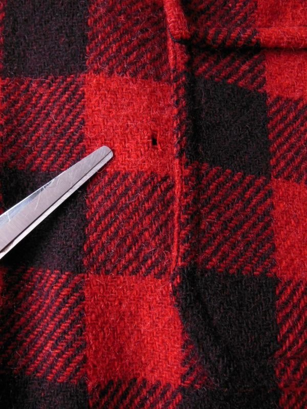 画像15: 1930'S BUCK SKEIN REDXBLACK  PLAID WOOL HALF ZIP PULL OVERSHIRT  SZ/14H