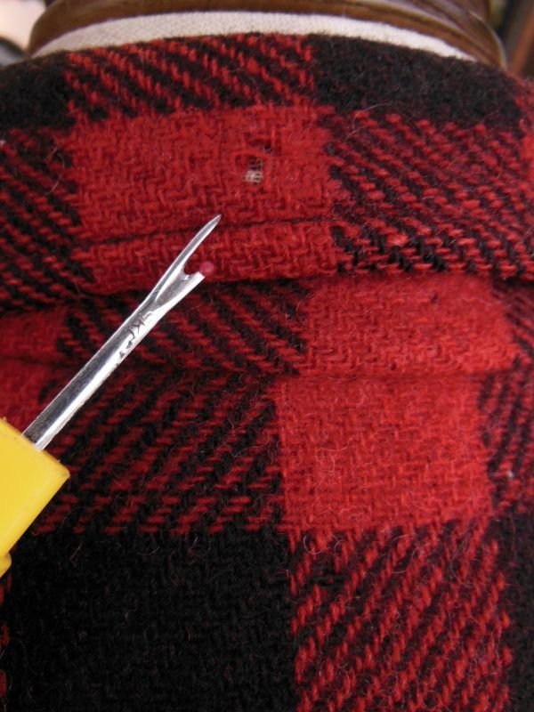 画像11: 1930'S BUCK SKEIN REDXBLACK  PLAID WOOL HALF ZIP PULL OVERSHIRT  SZ/14H