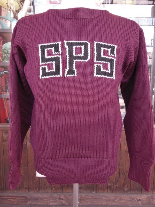 画像4: 1940'S UNKNOWN SPS LETTERED BURGANDY LETTERMAN SWEATER