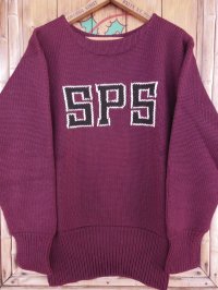 1940'S UNKNOWN SPS LETTERED BURGANDY LETTERMAN SWEATER