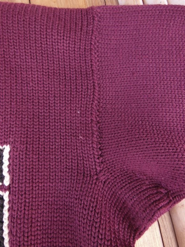 画像7: 1940'S UNKNOWN SPS LETTERED BURGANDY LETTERMAN SWEATER