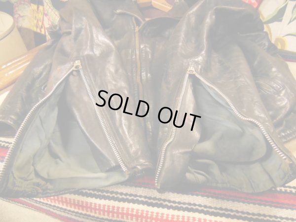 画像20: 1950'S UNKNOWN HORSEHIDE W MOTORCYCLE JACKET SZ/42