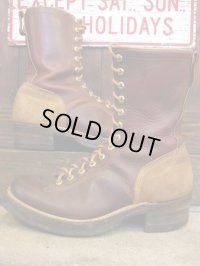 1950'S THE GORILLA SHOE LACE TO TOE TWO TONE WORK BOOTS SZ/9EEE