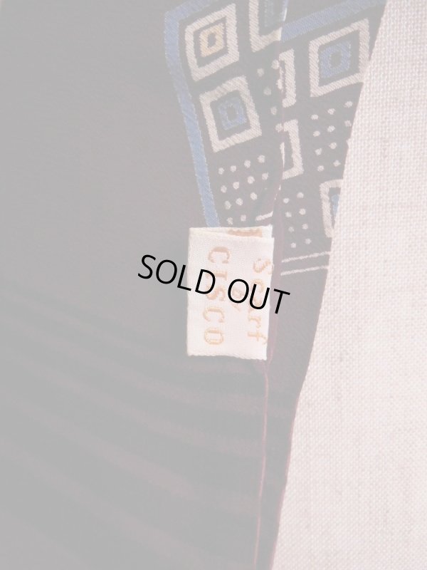 画像7: 1940'S〜 VINTAGE RAYON SCARF/BURGUNDY/ART DECO QUBE PATERN