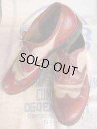 1950'S ROBLEE TWO TONE NYLON WEAVE WING TIP SHOES 10D 