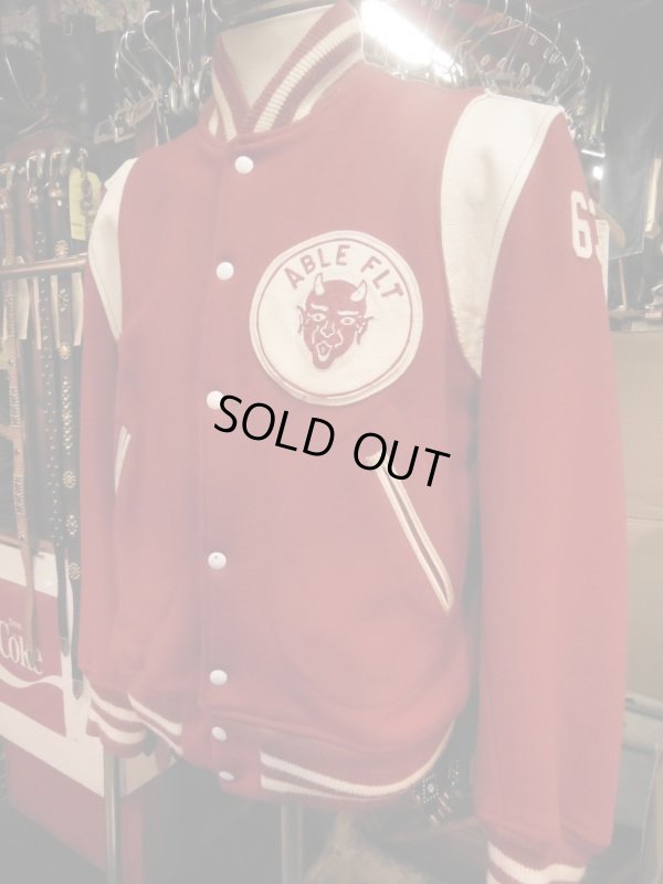 画像6: 1960'S USAF MILITARY DEVIL FELT PATCHED LETTERMAN JACKET/42 