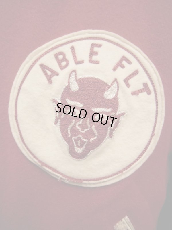 画像10: 1960'S USAF MILITARY DEVIL FELT PATCHED LETTERMAN JACKET/42 