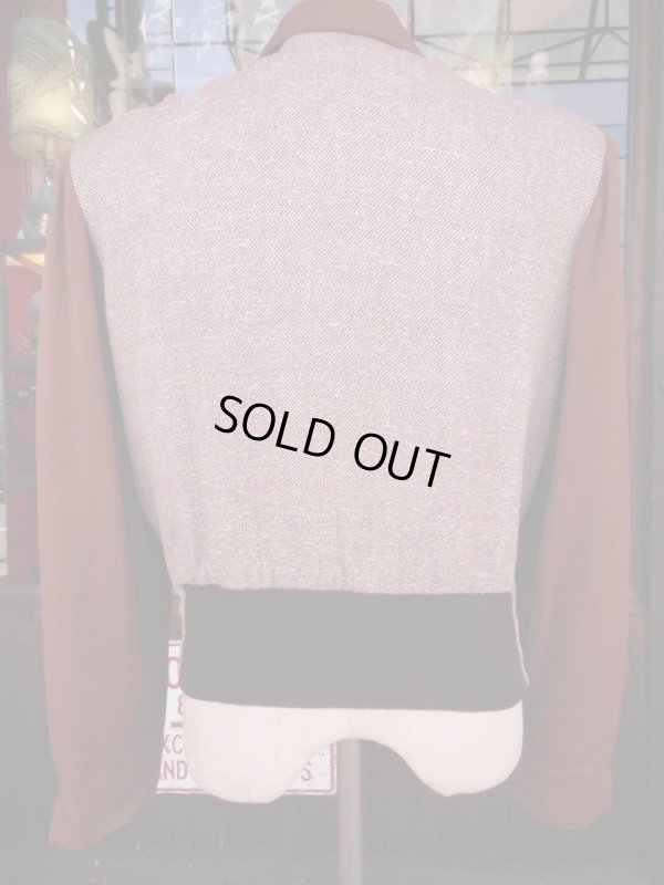 画像3: 1950'S NATIONAL TWO TONE PANEL TWEED X GABERDINE JKT　SZ/38