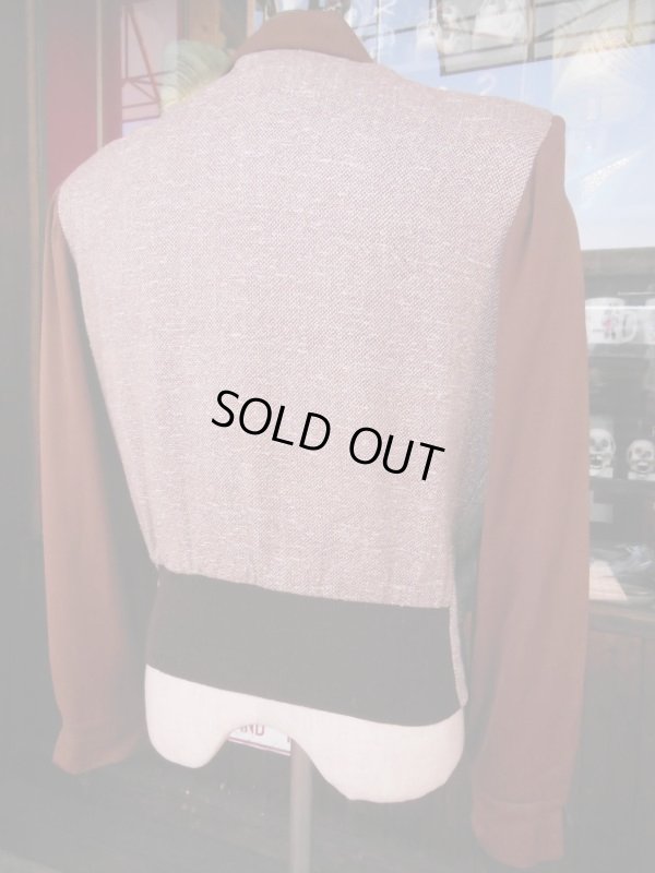 画像4: 1950'S NATIONAL TWO TONE PANEL TWEED X GABERDINE JKT　SZ/38