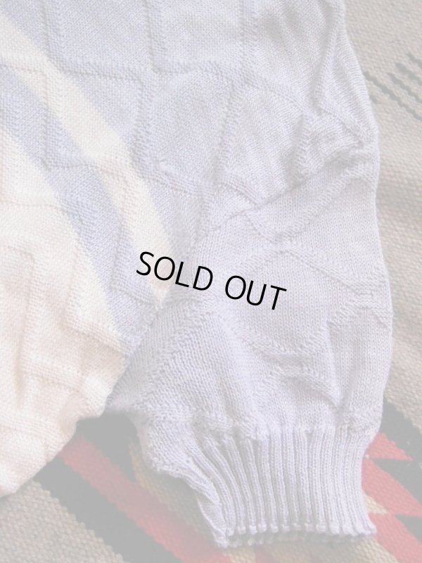 画像6: 1950'S UNKNOWN WHITE X BLUE BORDER SUMMER KNIT/MEDIUM 